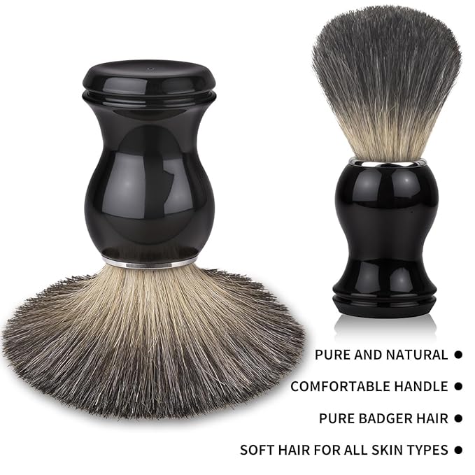 Shaving Brush Set 2 in 1, Shaving Brushes for Men with Comfortable Handle, Soft Bristle Shave Brush Shaving Kit Includes Brush Stand, Christmas, Birthday Gift for Bearded Man