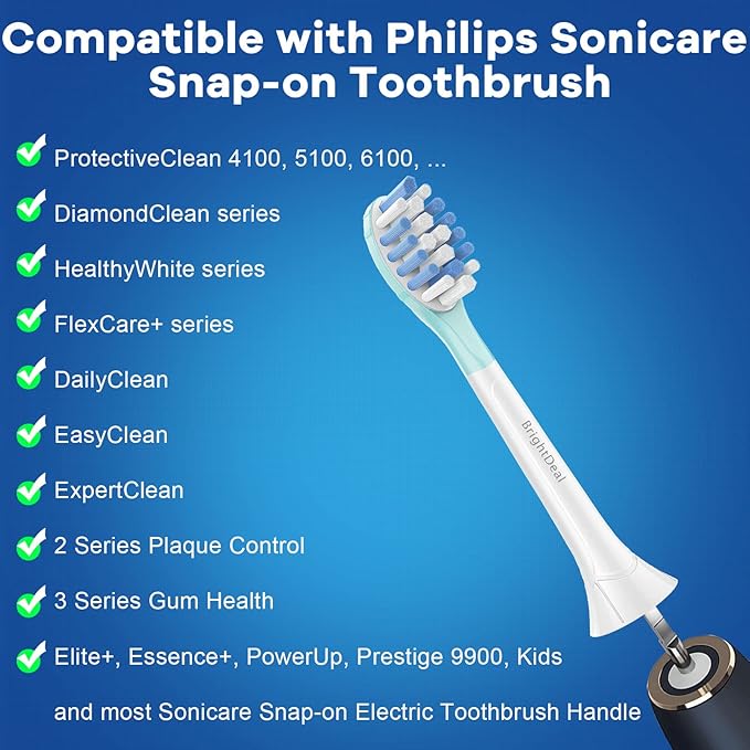 Replacement Head for Philips Sonicare ProtectiveClean 4100 5100 6100 DiamondClean 9500 ExpertClean 7500 FlexCare HealthyWhite Electric Sonic Toothbrush C3 G3 W3 C2 G2 C1 Brush, White, 4 Pcs