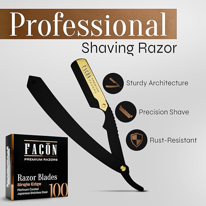 Facón Transparent Shaving Gel + Facón Straight Razors for Men