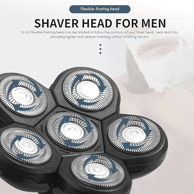 Head Shavers Replacement Blades, 6 Blades Head Shaver for Bald Men Replacement, Easy Install Electric Razor Shaver,Shaver Replacement Blades, Head Shavers for Bald Men, Shaver Head Replacemen(6 heads)