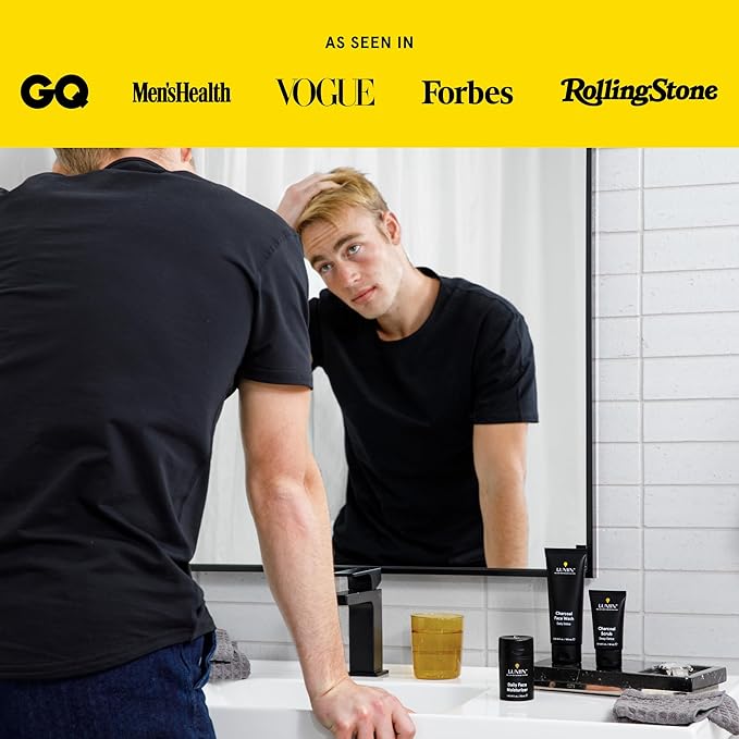Lumin Charcoal Face Wash for Men, Daily Detox Cleanser, Hydrating Facial Wash w Activated Charcoal, Exfoliates & Unclogs Pores, Oil Control, Refreshing Skincare for Normal & Sensitive Skin, 2 Pack