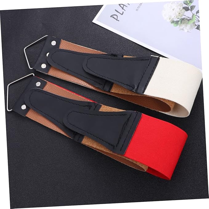 2pcs Leather Strop for Razor Sharpening Double Layer Genuine Cowhide Grinding Cloth for Straight Razors Knives and Scissors Random