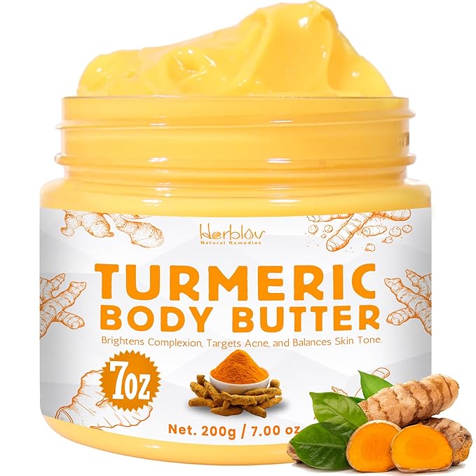 Turmeric Face Cream – All Natural Skin Brightening Lotion – Turmeric Whipped Body Butter for Dark Spots, Hyperpigmentation – Turmeric Skincare Cleanses, Fights Acne, Evens Tone, Scars, Sun Damage