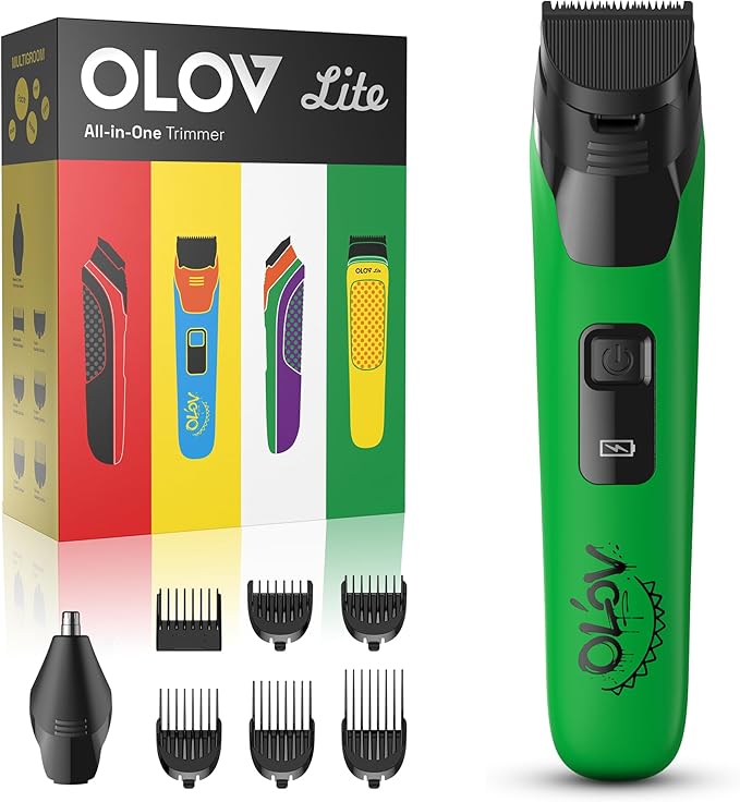 Electric Beard Trimmer for Men,Nose Hair Trimmer & Electric Razor 10-in-1 Grooming Kit Cordless Shaver Gift-Ready for Men(Green)