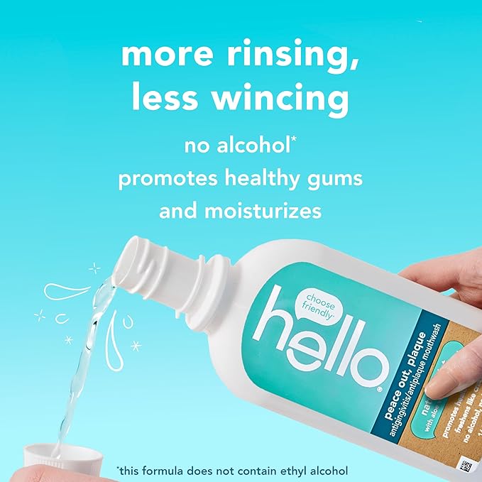 hello Antiplaque Fluoride Free Whitening Toothpaste and Peace Out Plaque Alcohol Free Mouthwash Pack, Includes Two 4.7 Oz Whitening Toothpastes and One 16 Fl Oz Fluoride Free Mouthwash