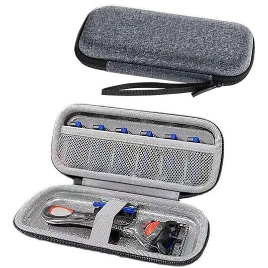 Razor Cover Travel Razor Case, Compatible with Gillette & Harrys, Razor Travel Case Razor Holder For Men Cord Travel Organizer, Zipper Carrying Bag (Grey)