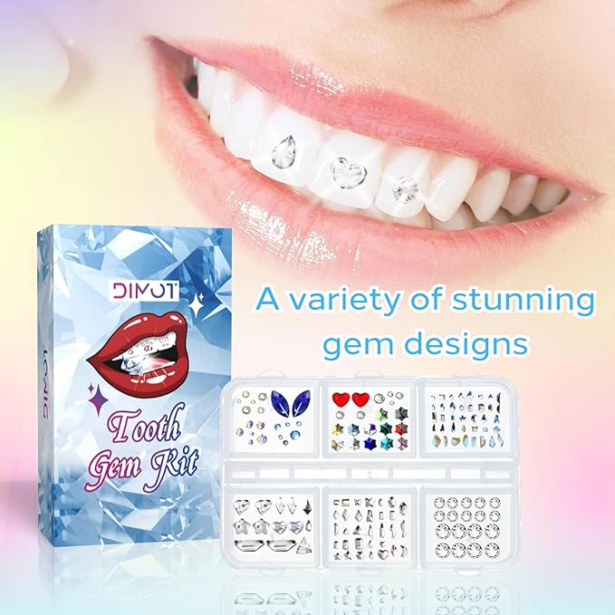 Fiorland Tooth Gem Kit, DIY Crystals Jewelry Kit Teeth Gems Set, 2025 New Professional Fashionable Y2k Tooth Gems for Teeth, 140 Pcs Starter with Sparkling Diamonds