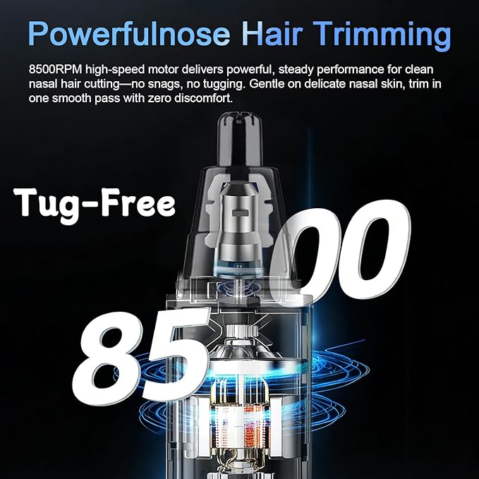 Fululuer Nose Hair Trimmer for Men and Women: 2026 Upgraded Rechargeable 4-in-1 Ear, Nose, Eyebrow & Beard Trimmers 8500 RPM, LED Indicator & Waterproof Dual Edge Blades (Black)