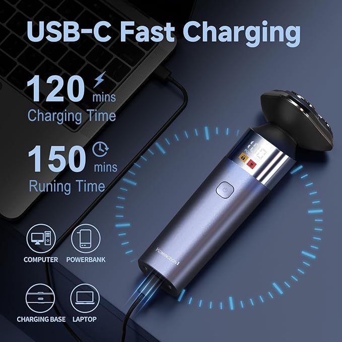 3 in 1 Electric Razor for Men,Cordless Electric Shaver,Men's Grooming kit for Beard,sideburn,Body Hair,Nose and Ear Hair,face,Waterproof,USB-C Charging,Men's Gift