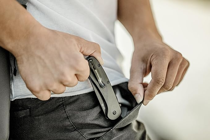 OUTDOOR EDGE RAZOR VX1 | Replaceable Blade Assisted EDC Folding Pocket Knife | 3" Stainless Blade, Black Anodized Aluminum Handle, Reversible Pocket Clip | Outdoor, Camping, Survival, Utility