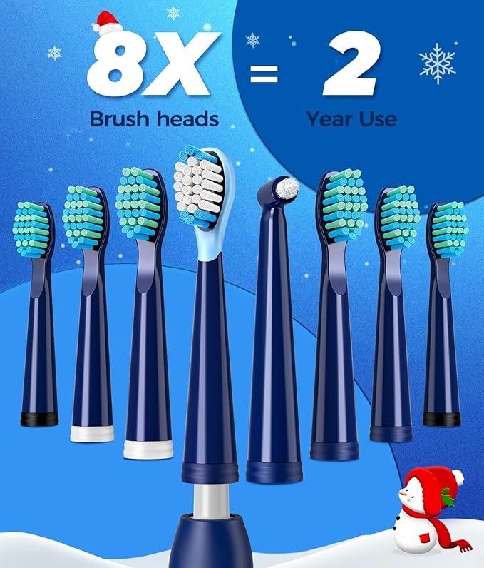 TEETHEORY Electric Toothbrush for Adults with 8 𝐁𝐫𝐮𝐬𝐡 𝐇𝐞𝐚𝐝𝐬, Sonic Electric Toothbrush with 40000 VPM Deep Clean 5 Modes, Rechargeable Toothbrushes Fast Charge 4 Hours Last 30 Days