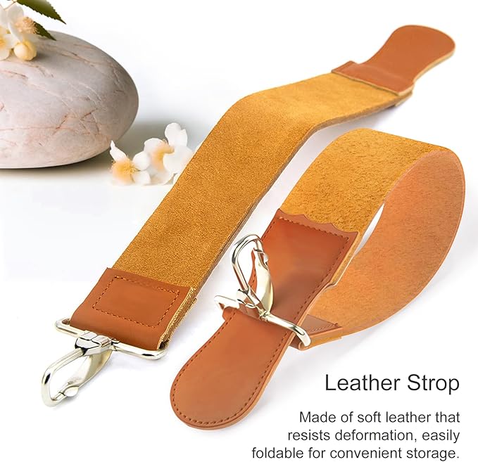 Straight Razor Strop, Leather Sharpening Strap for Barber Use, Brown, J5036