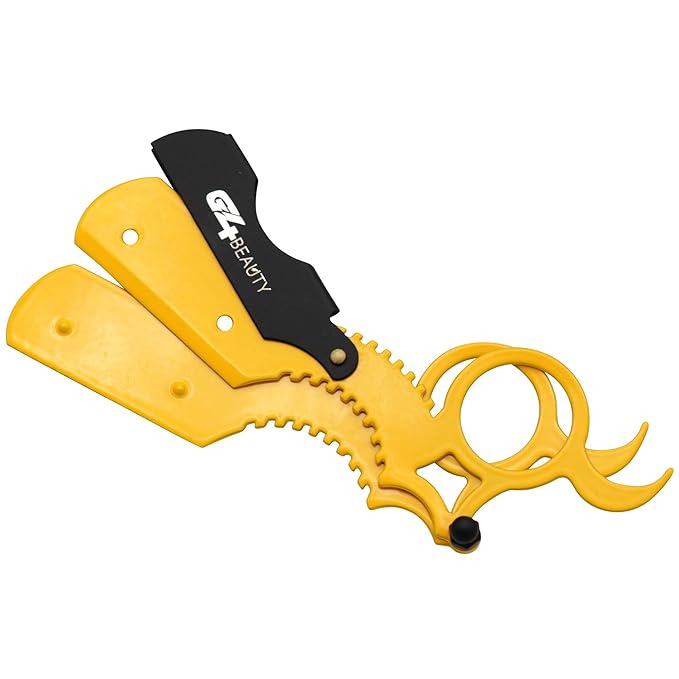 G4 Universal Replaceable Half Blade Straight Razor with 100 Blades, Professional Single Ring Barber Single Edge Shave Razor (Yellow)