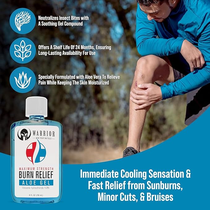 WARRIOR - WIN YOUR BATTLES- Sunscreen SPF 30 Lotion - Water & Sweat Resistant Body Lotion - 3 Oz 2 Pack | Burn Relief Gel for Skin Made in USA Aloe with Aloe Vera Gel - 4 Oz