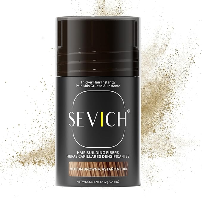 SEVICH Hair Fibers for Thinning Hair, Hair Building Fibers Instantly Thicker & Fuller Look,Hair Powder for Men & Women 12g Medium Brown