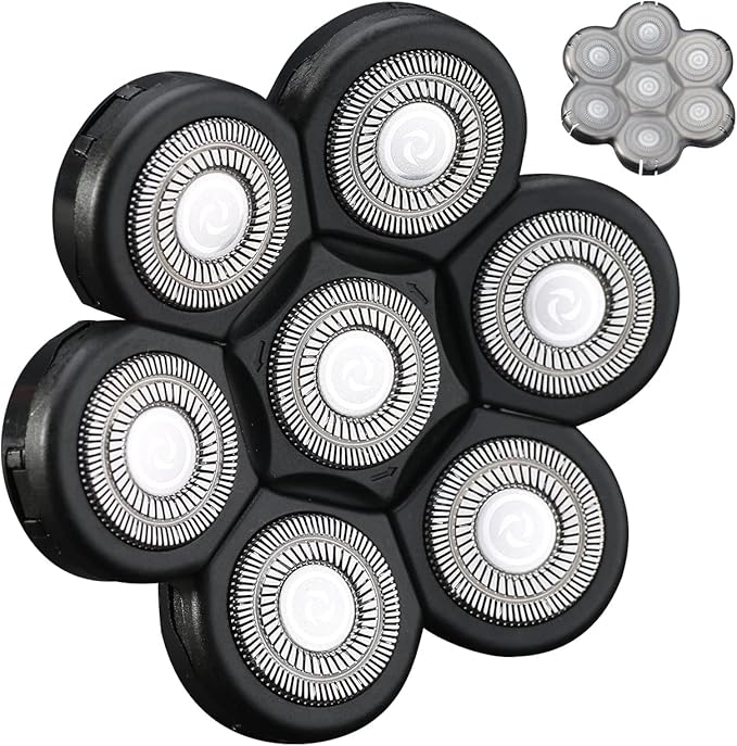 7D Black Electric Razor Replacement Blades - Universal 7 Blade Head Shaver for Men