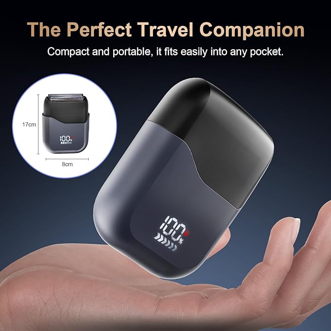 Electric Foil Shaver for Men:Triple Floating Blade Electric Razor for Face & Beard - IPX7 Waterproof Cordless Shaver with LED Display, USB-C Fast Charge & Travel Lock - Home & Travel Grooming Kit