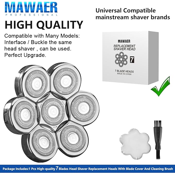 7 Blades Head Shaver Replacement Head Blades for Freedom Groom*** AidallsWel and Most Mainstream Brands Head Shaver Electric Shaver Replacement Head