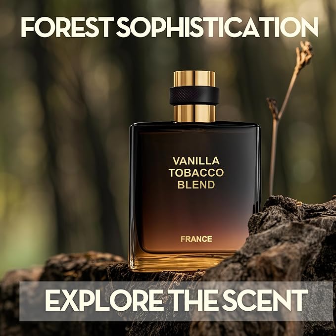 King&Vanilla Tobacco Blend Men Cologne Set Eau De Parfum Spray For Men Fruity Notes Enriched By A Strong Woody Based Fragance Ideal for Day Wear - 3.4 Fl Oz