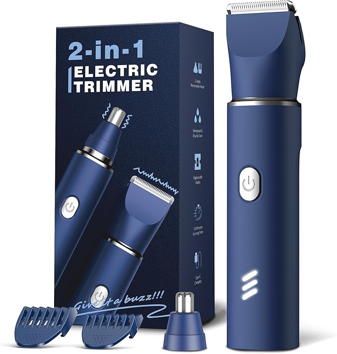 Electric Razor for Men: Manscape Body Trimmer for Mens Gifts, Electric shavers, IPX7 Waterproof, USB-Rechargeable,Replaceable Blade, Blue