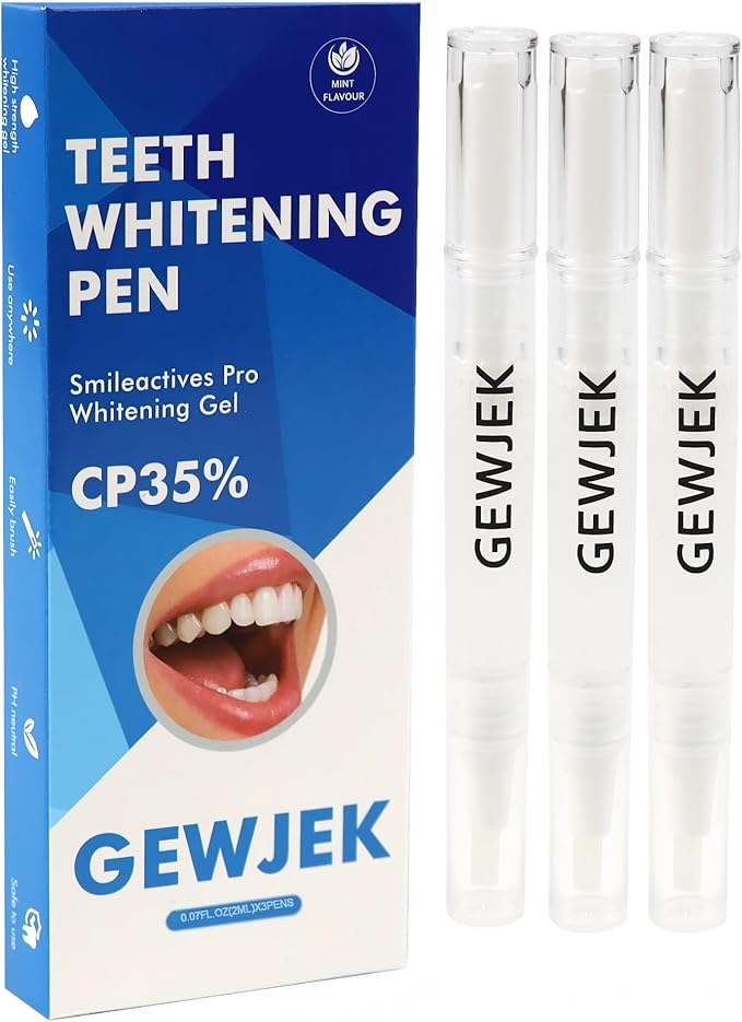 Teeth Whitening Pen, 35% Carbamide Peroxide Gel, Tooth Paint & Teeth Whitening Gel as Effective Tooth Whitener, Removes Tough Stains Coffee, Wine, Tea, Sensitive Teeth-Friendly, Travel-Portable(3 Pcs)