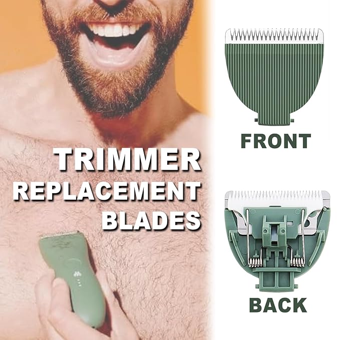 4 Packs Green Replacement Blades for Meri-dian Trimmer,Compatible with Meridian Body Trimmer Onyx & Sage，Hygienic Ceramic Replacement Blades