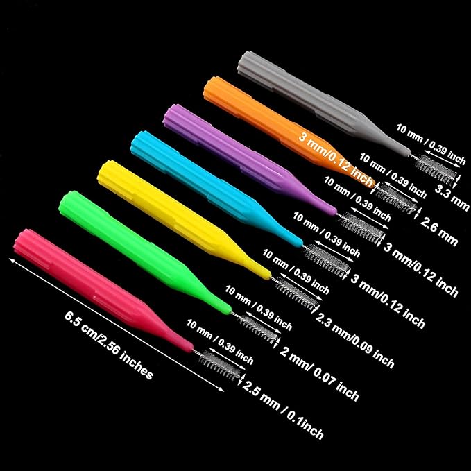 Patelai 50 Pieces Braces Brush for Cleaner Interdental Brush Between Teeth Toothpick Flosses Dental Flossing Head Oral Hygiene Tooth Cleaning Tool (Assorted Color)