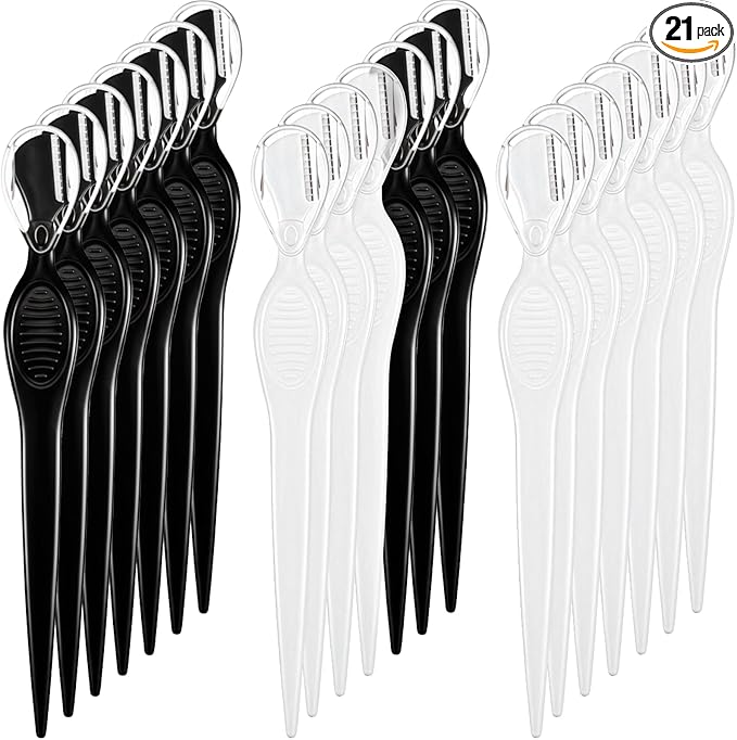 Mudder 21 Pcs Eyebrow Razor Eyebrow Shaver Facial Razor Multipurpose Face Trimmers with Precision Cover for Women Makeup Care Tools (White,Black)