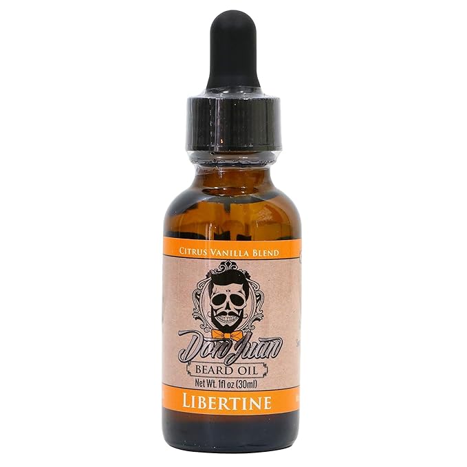 Don Juan Libertine Beard Oil And Conditioner - 100% Organic - Unique Blend Of Natural Oils Jojoba, Argan, Vitamin E, And More - Citrus Vanilla - Naturally Scented 1oz