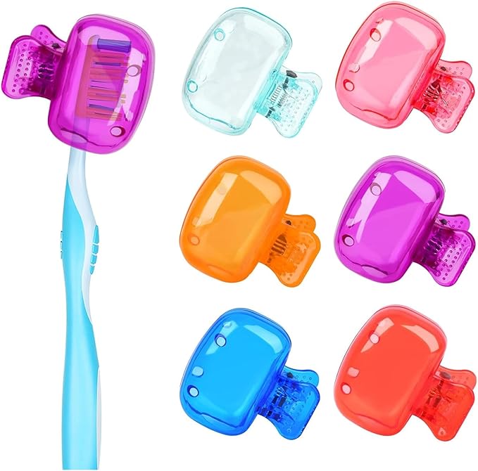 6 Pack Toothbrush Covers Portable Toothbrush Protector Coverings Clips Tooth Brush Storage Head Cover Cap for Kids Bathroom Home Travel Tooth Brush Case
