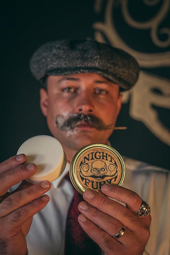 THE VINTAGE GROOMING CO. Bone Crusher Extra Strong Extra Firm Mustache Wax & Night Fury Mustache Wash Shampoo Bar Set