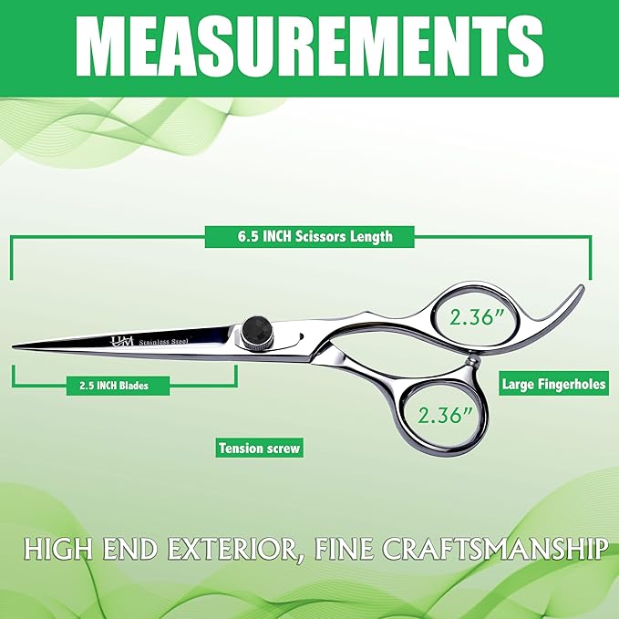UM Supplies Scissors 6.5 | Premium Barber Shears For Hair Cutting | Multiple Purpose Cutting Scissors | Haircut Scissors For Salon I Women | Mens | kids I Pets | Silver-Black
