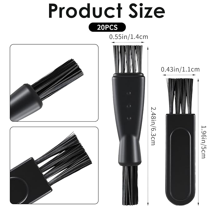 20 Pcs Mens Electric Shaver Cleaning Brush, 2 Styles Mini Double Head Shaving Cleaning Brushes Hair Remover Shaving Razor Brush for Razor Shaver Trimmer Hair Clipper