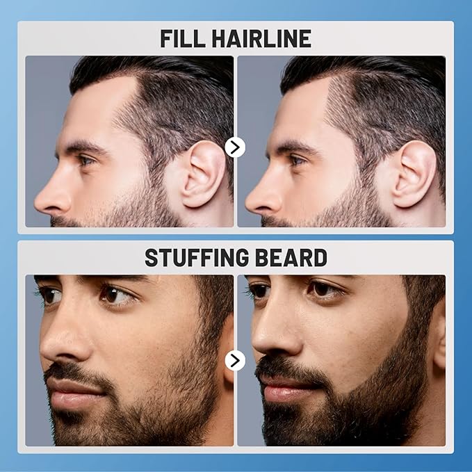 Beard Pencil Filler for Man Dual Ended Micro-Fork Tip Beard Filler - Beard Pen & Brush Long Lasting Coverage Natural Finish - Male Mustache Repair Shape Hairline Powder Root Touch Up Hair Color(Black)