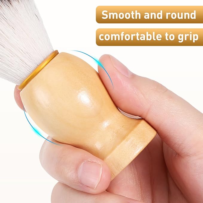 ABOOFAN 2pcs Shaving Brushes for Men with Wood Handle Beard Hair Salon Brush