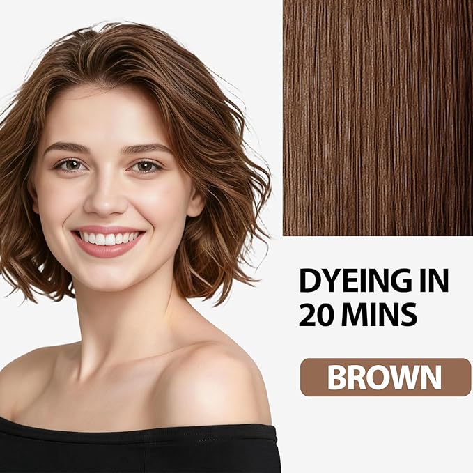 Brown Hair Dye for Women Men, Ammonia Free, PPD Free, Stubborn Gray Hair Coverage Hair Dye Shampoo 4 Pack