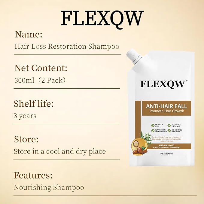 2 PCS Anti Hair Loss Shampoo, Promote Hair Growth and Thickening & Strengthening Shampoo with Various Plant Extracts for Thinning Hair Women（300ml）