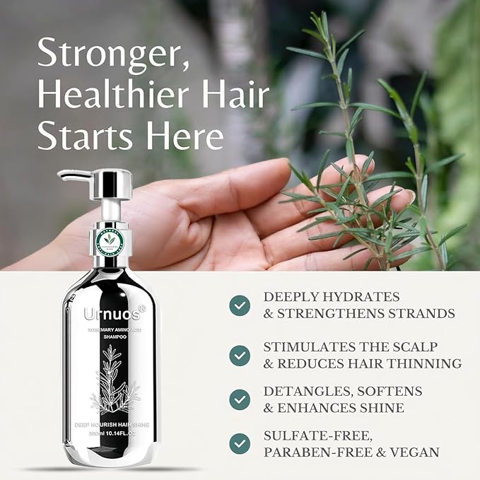 Rosemary Biotin Shampoo，Thickening Shampoo with Amino Acids for Hair Loss，Dandruff Control & Oily Scalp，Vegan, for Women & Men (Standard, Rosemary)