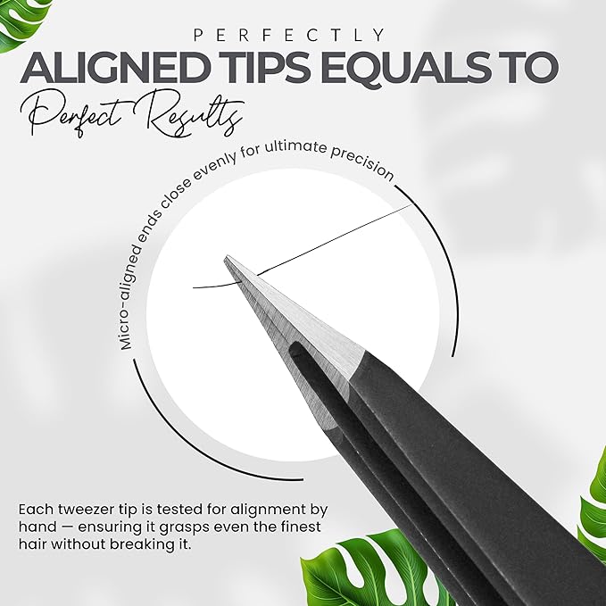 Pointer Stainless Steel Tweezers Women & Men Precision Eyebrow Tweezers for Facial Hair, Fine Tip Strong Grip Professional Tweezer for Eyebrow Shaping, Ingrown Hair & Splinter Removal (Matt Black)