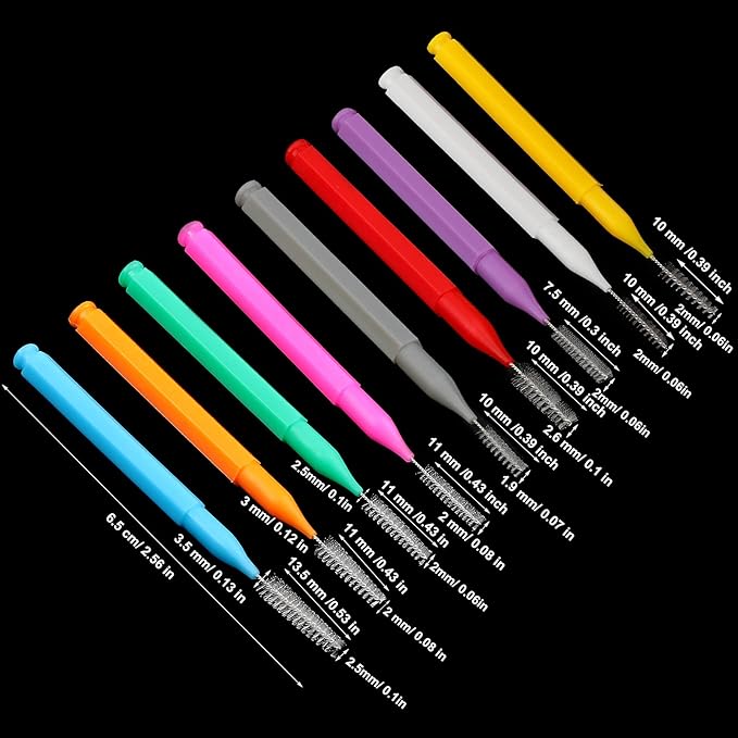 Patelai 100 Pieces Braces Brush for Cleaner Interdental Brush Toothpick Dental Tooth Flossing Head Oral Dental Hygiene Flosser Toothpick Cleaners Tooth Tool(Mixed Colors,Mixed Sizes)