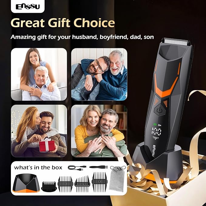 Manscape Body Hair Trimmer for Men with LED Light for Balls/Pubic/Groin/Legs/Chest, IPX7 Waterproof Body Groomer with Ceramic Blade, Fast Charging Shaver for Wet or Dry Use