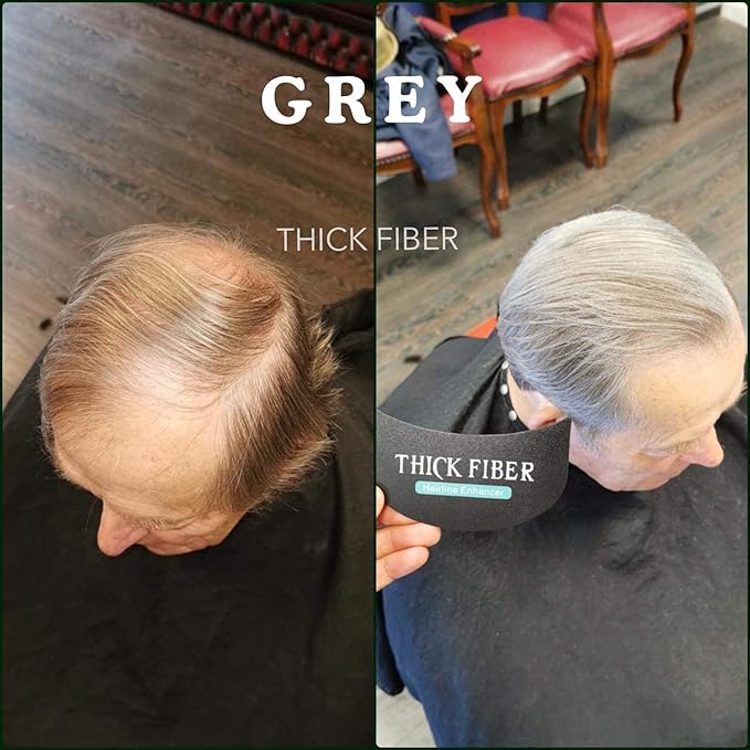 THICK FIBER Hair Fibers for Thinning Hair & Bald spots (GRAY, Pack of 2) - 25g Bottle - Conceals Hair Loss in Seconds - Hair Powder For Women & Men