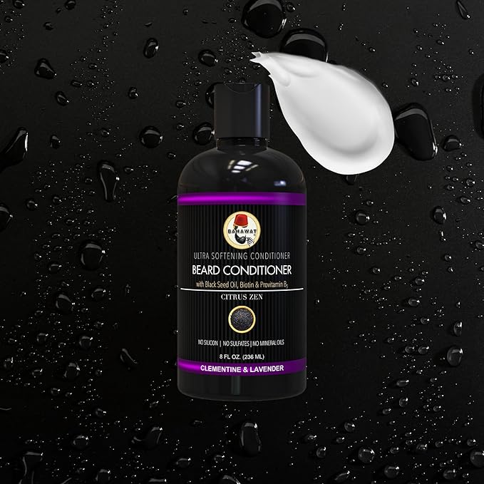 BAHAWAT Beard Conditioner - Citrus Lavender - 8 fl. oz. - Sulfate free - with biotin, provitamin B5, Blackseed oil, Jojoba Oil, Natural Ingredients for a Gentle, Deep Cleanse-Strengthening Wash