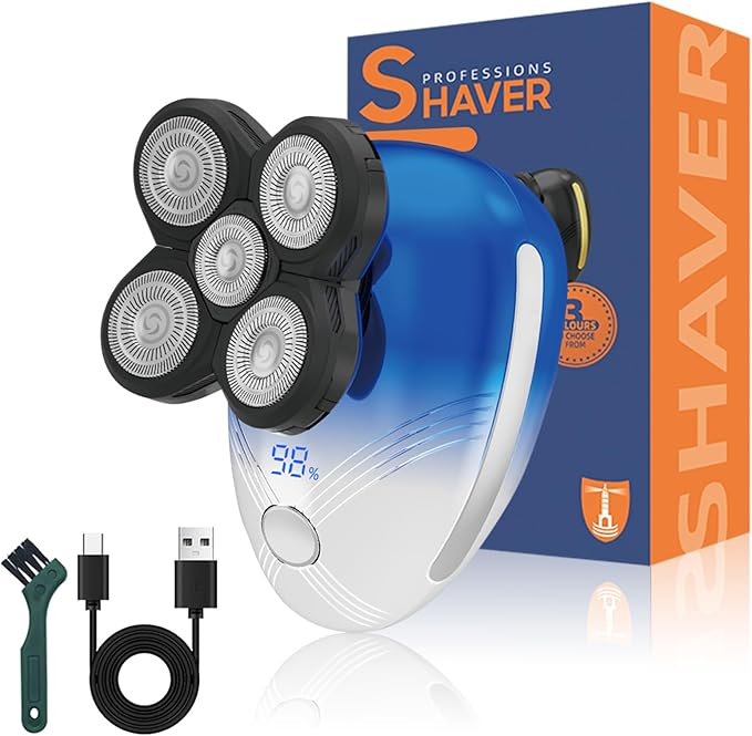 Head Shaver for Bald Men - Electric Rotary Razor Rechargeable - Waterproof 5D Bald Head Shavers 9500 RPM High Speed Fast Shaving Beard Trimmer Type-C Charge for Scalp Face Beard Close Shave