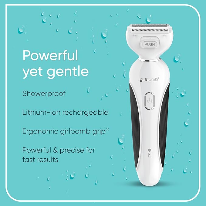 Conair Girlbomb All-in-One Shave & Trim System, Foil Shaver and Dual-Blade Face & Eyebrow Trimmer, Bikini Trimmer for Women, Gentle Hair Removal, Lithium-Ion Rechargeable with USB Charging Cord, White