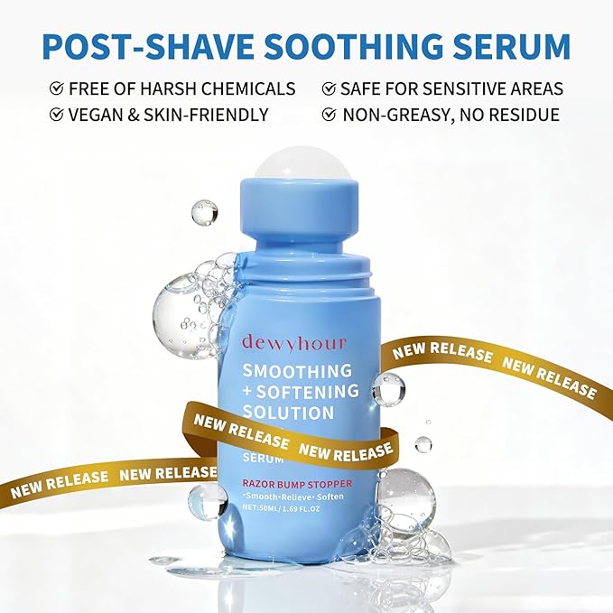 dewyhour Ingrown Hair & After Shave Soothing Serum–Soothes Razor Irritation, Targets Dark Spots,Helps With Razor Bumps for Face,Underarms,Neck & Bikini Area,Korean Skincare Roll-On for Men & Women