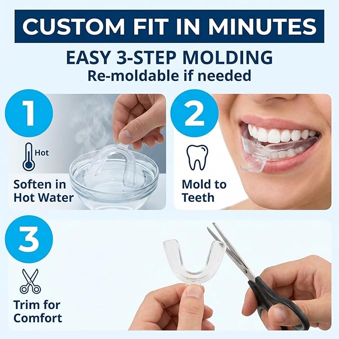 Lumeeno Moldable Teeth Whitening Trays for Gel Compatible with Opalescence and All Gels - 4 Trays & 2 Storage Cases Thin, Trimmable, BPA-Free