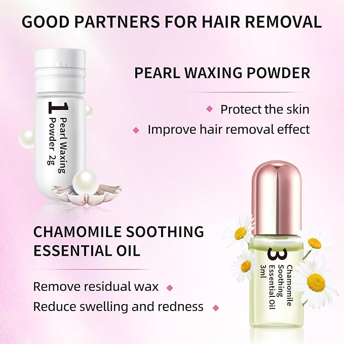 Beauty7 Hair Removal Kit, Eyebrow Wax Strips Kit Facial Wax Strips 24 Strips with Pearl Powder Essential Oil for Sensitive All Skin Types Women