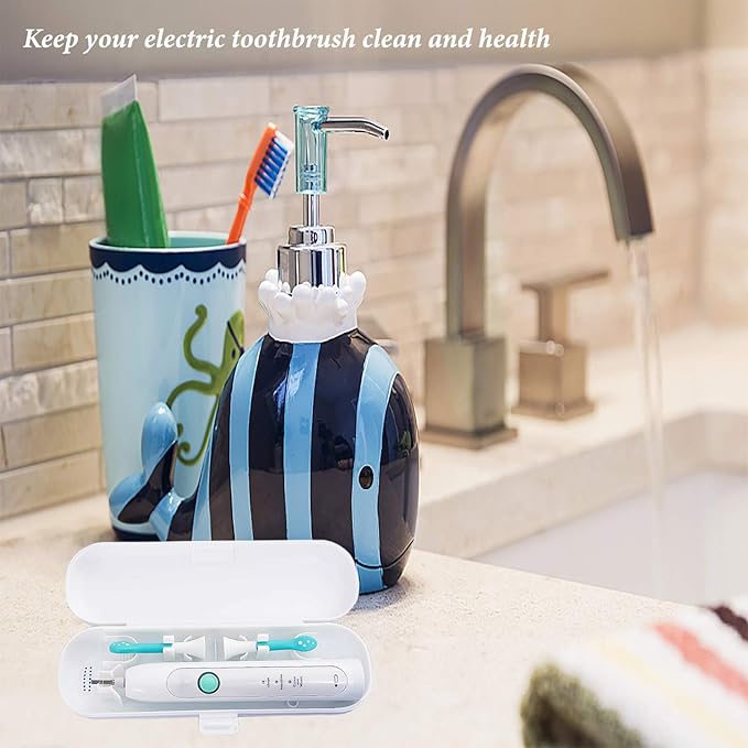 2 Pcs Electric Toothbrush Travel Case, Portable Toothbrush Holder for Oral-B Pro and Other Electric Toothbrush Set by Hovesty (Blue&White)