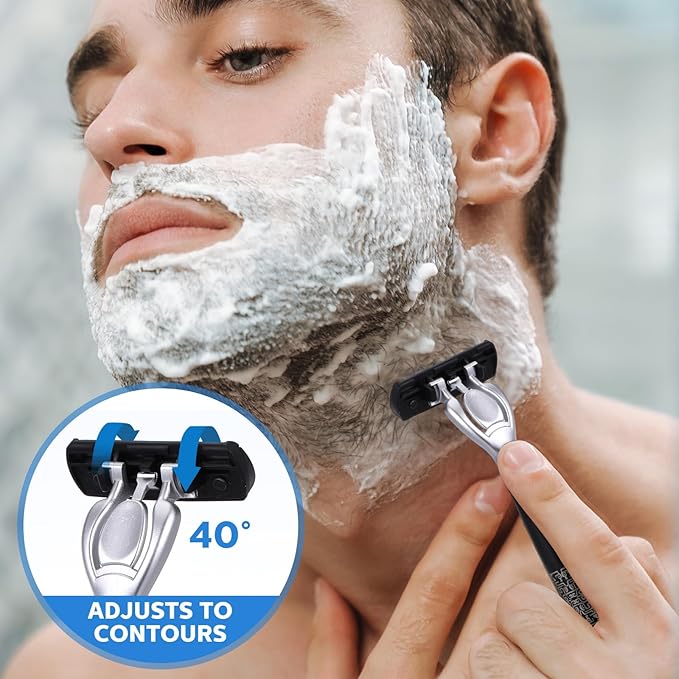 74 Pcs Disposable Men's Razors Set 6-blade Shaving for Men Sensitive Skin Refillable Razor Kit for a Comfortable Shave, 2 Handles and 72 Cartridges